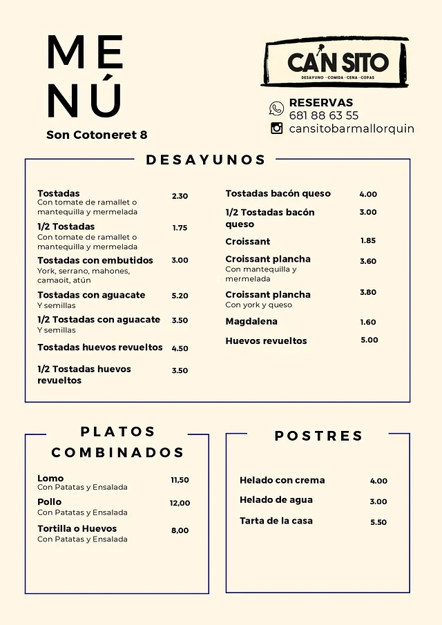 Ca'n Sito Bar Mallorquín carta